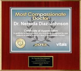 r. Johnson awarded as compassionate doctor